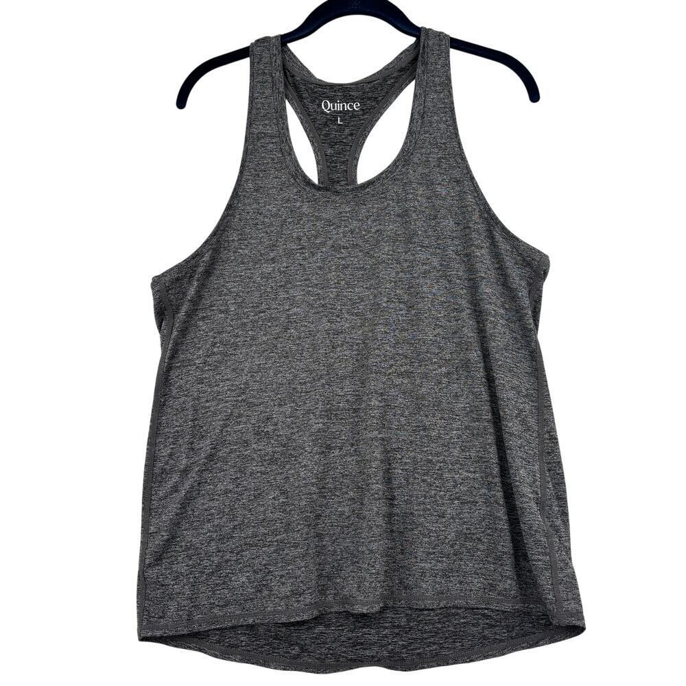 Quince Tank Top Womens Size L Gray  Flowknit Breeze Racerback Athletic Hi Low
